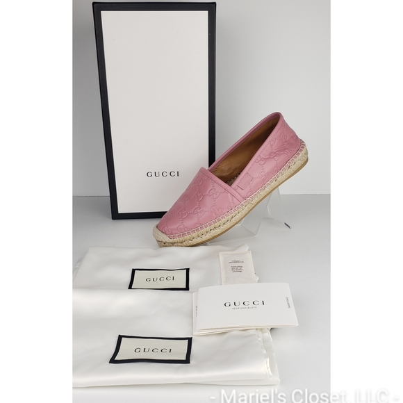 Authentic Gucci Guccissima Espadrilles Rose Baby 37 with Box & Dustbags #3109M - Picture 1 of 7